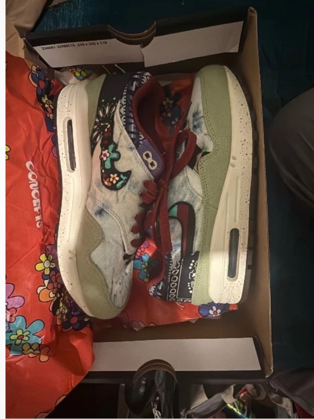 Nike Air Max 1 SP Multicolor Floral and Olive Accent Sneakers